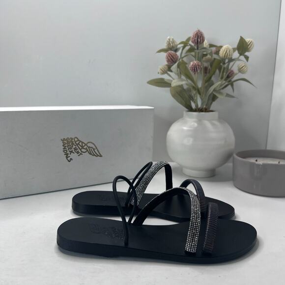 Ancient Greek Polytimi Crystals Strappy Flat Slip On Sandals Women's US 5M - Picture 3 of 9